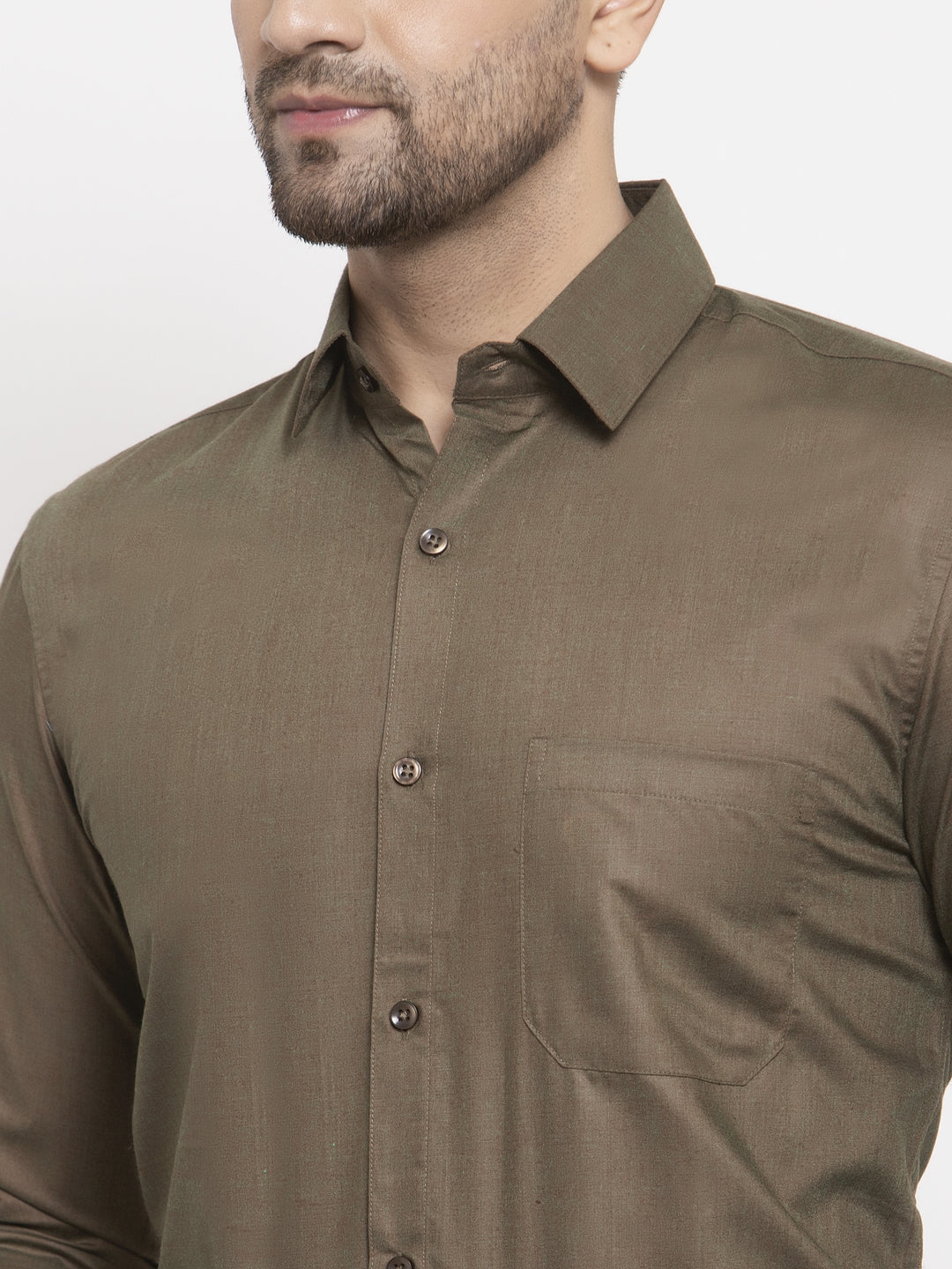 Jainish Men's Cotton Solid Dark Brown Formal Shirt's ( SF 361Dark-Brown )