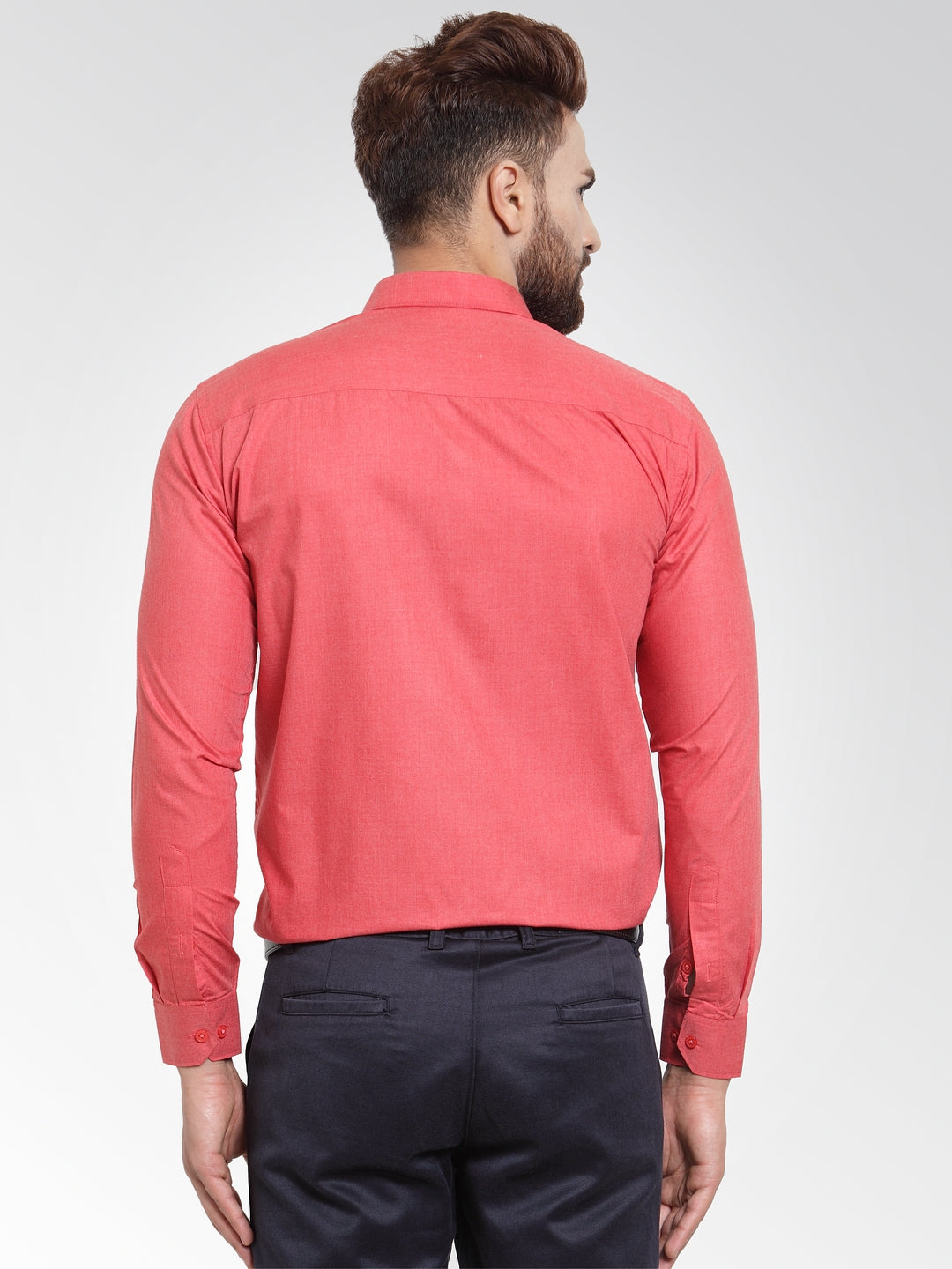 Jainish Men's Cotton Solid Desire Orange Formal Shirt's ( SF 361Desire )