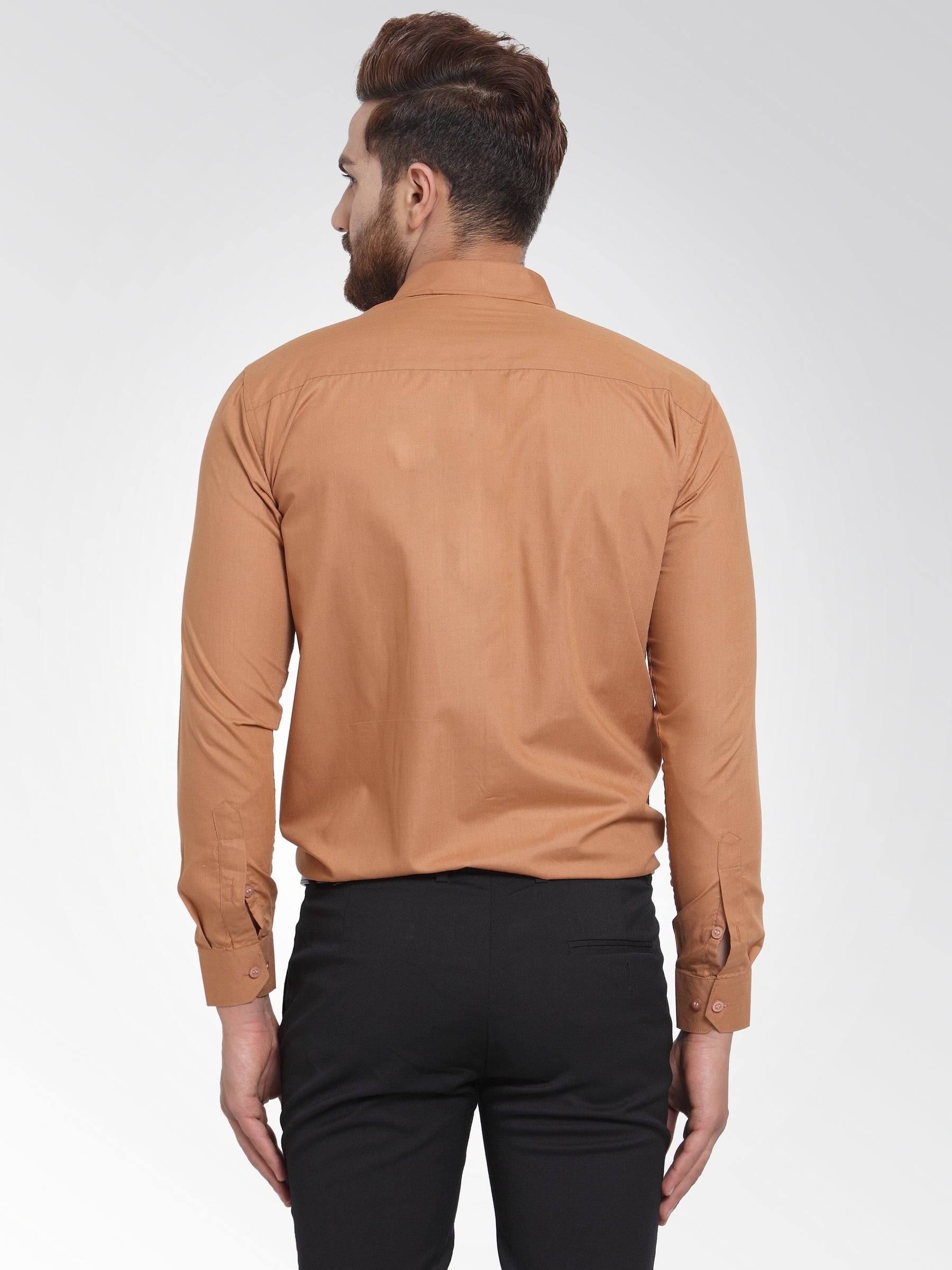 Jainish Men's Cotton Solid Rust Orange Formal Shirt's ( SF 361Rust )