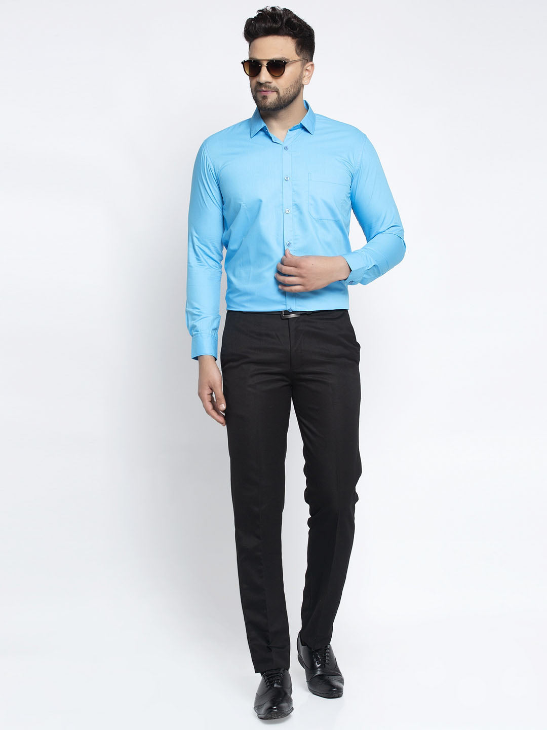 Jainish Men's Cotton Solid Sky Blue Formal Shirt's ( SF 361Sky )