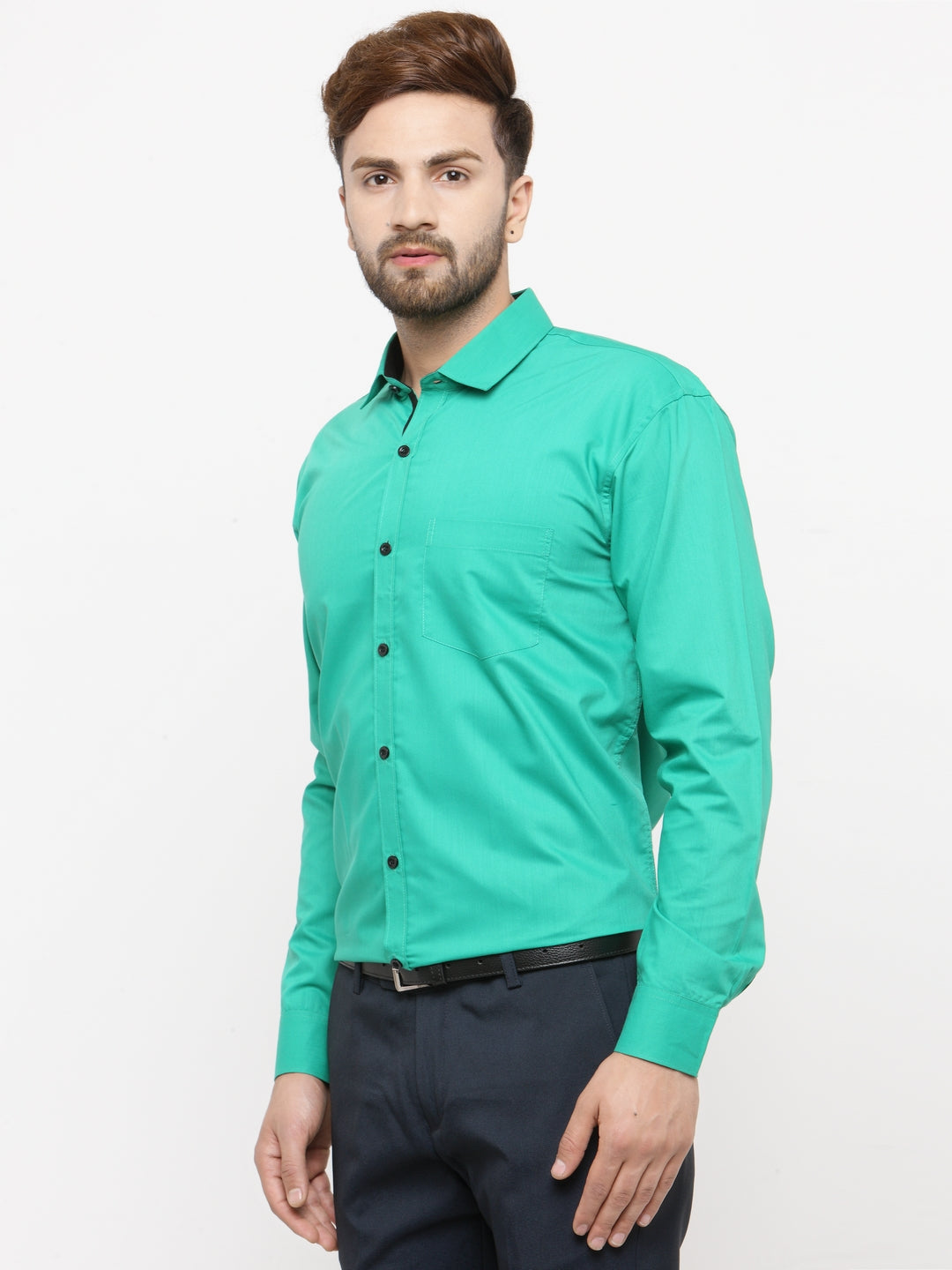 Jainish Green Formal Shirt with black detailing ( SF 411Green )