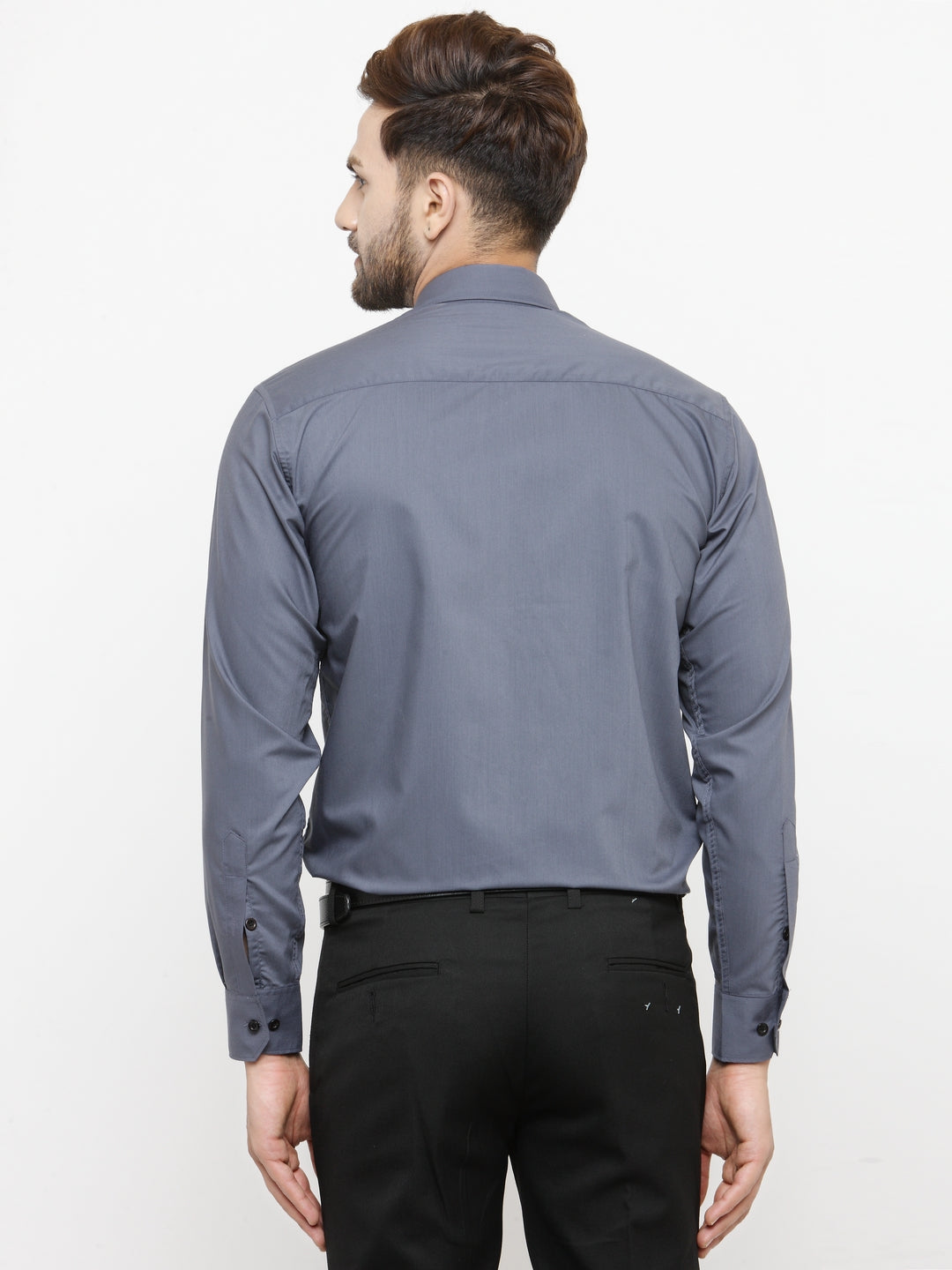Jainish Grey Formal Shirt with black detailing ( SF 411Grey )