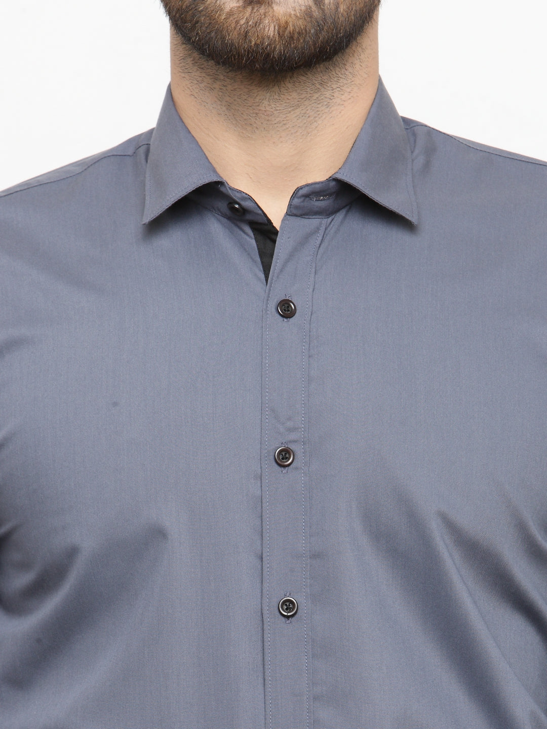 Jainish Grey Formal Shirt with black detailing ( SF 411Grey )