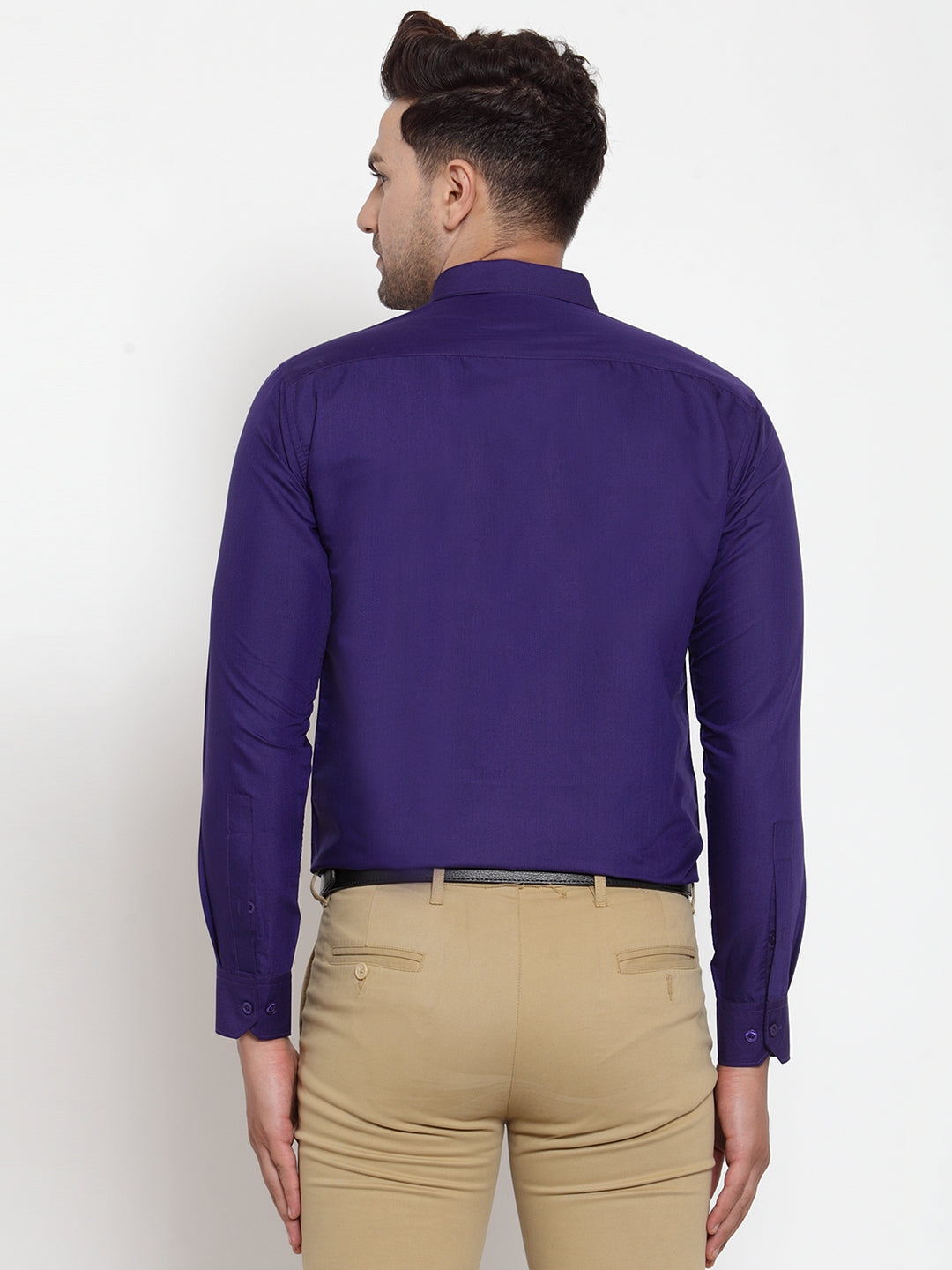 Jainish Purple Men's Cotton Solid Button Down Formal Shirts ( SF 713Purple )