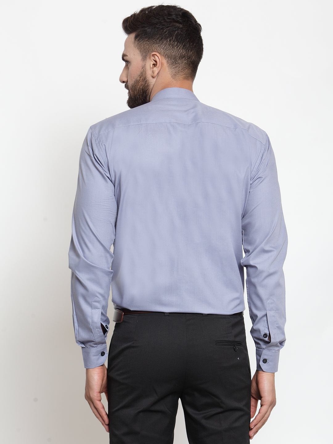 Jainish Grey Men's Cotton Solid Mandarin Collar Formal Shirts ( SF 726Light-Grey )