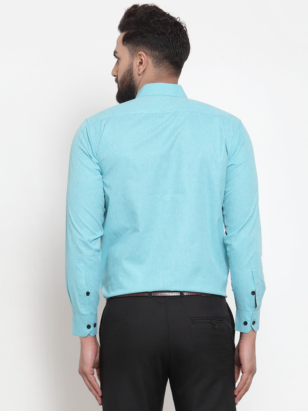 Jainish Green Men's Cotton Solid Button Down Formal Shirts ( SF 734Aqua )