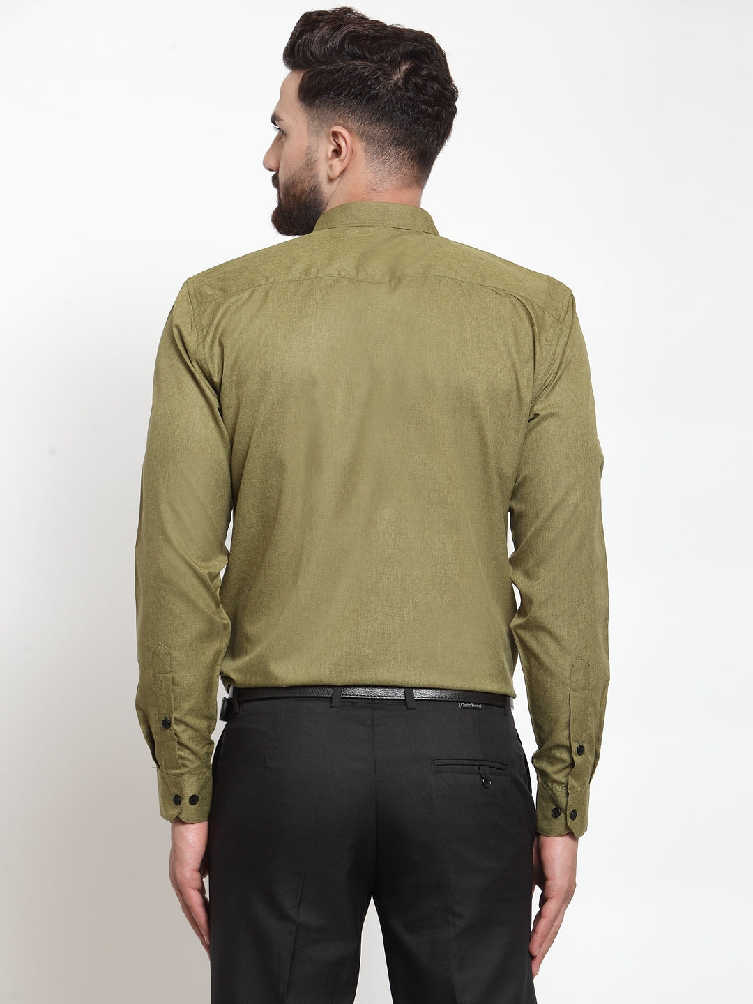 Jainish Olive Men's Cotton Solid Button Down Formal Shirts ( SF 734Olive )