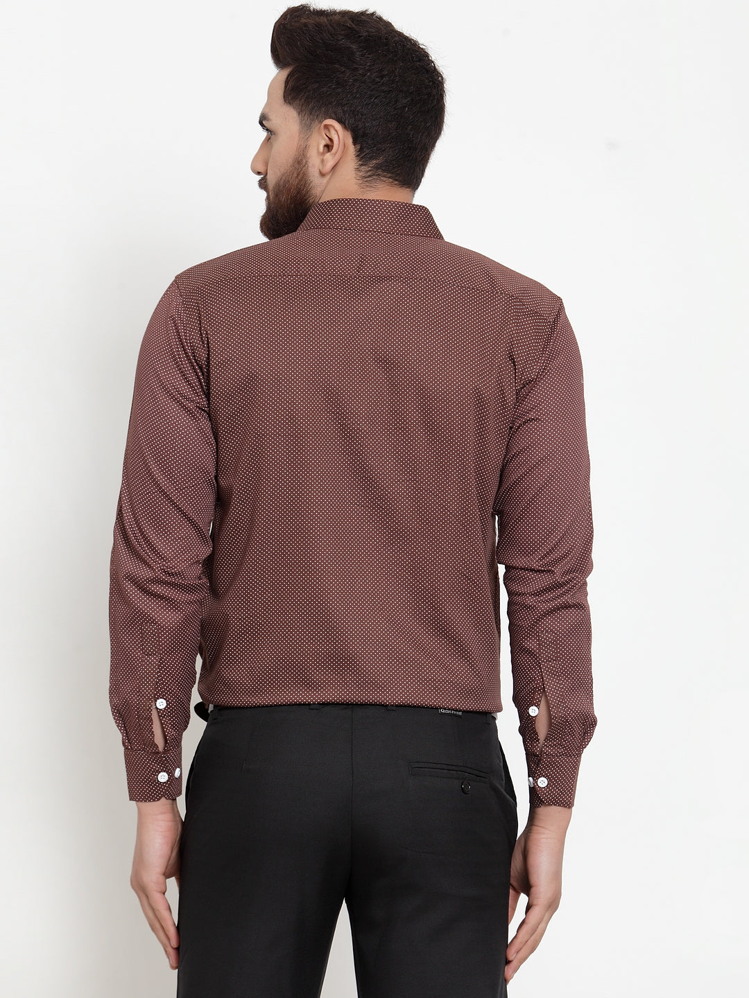 Jainish Brown Men's Cotton Polka Dots Formal Shirts ( SF 736Coffee )