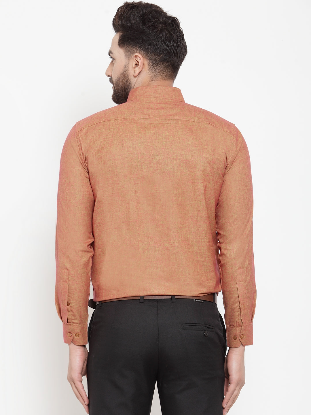 Jainish Orange Men's Cotton Solid Button Down Formal Shirts ( SF 753Orange )