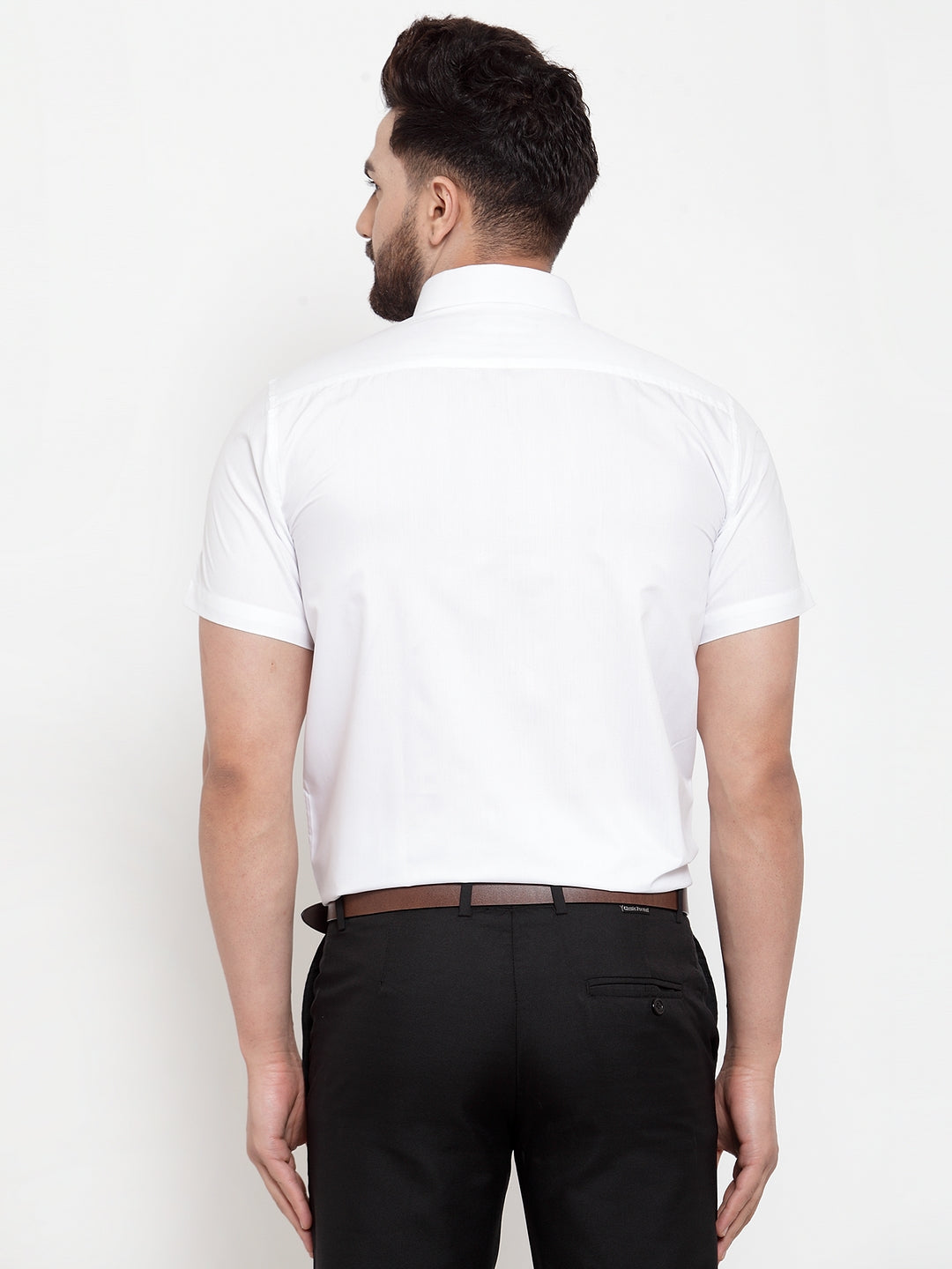 Jainish White Men's Cotton Half Sleeves Solid Formal Shirts ( SF 754White ) 