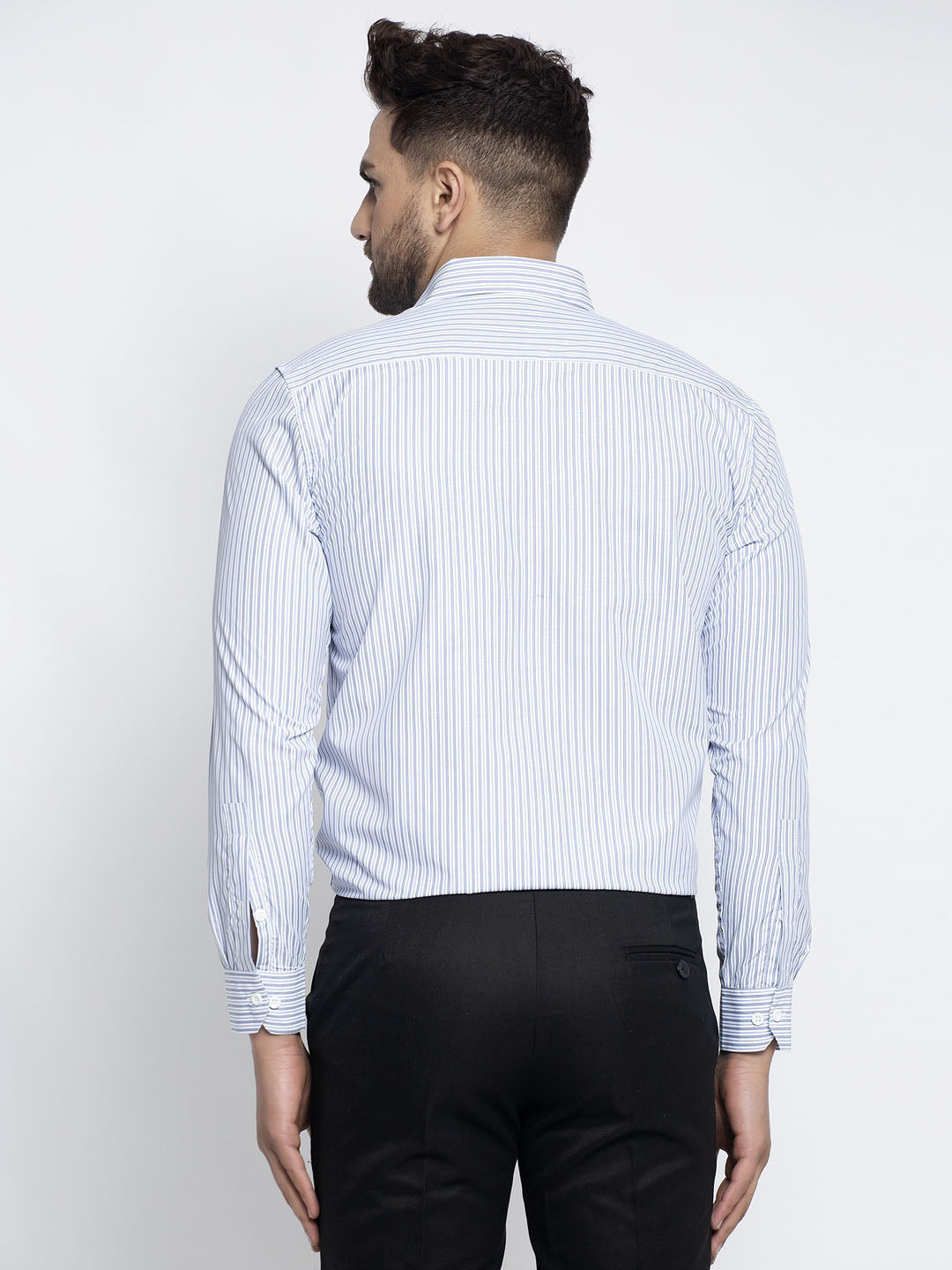 Jainish Blue Men's Cotton Striped Formal Shirt's ( SF 759Light-Blue )