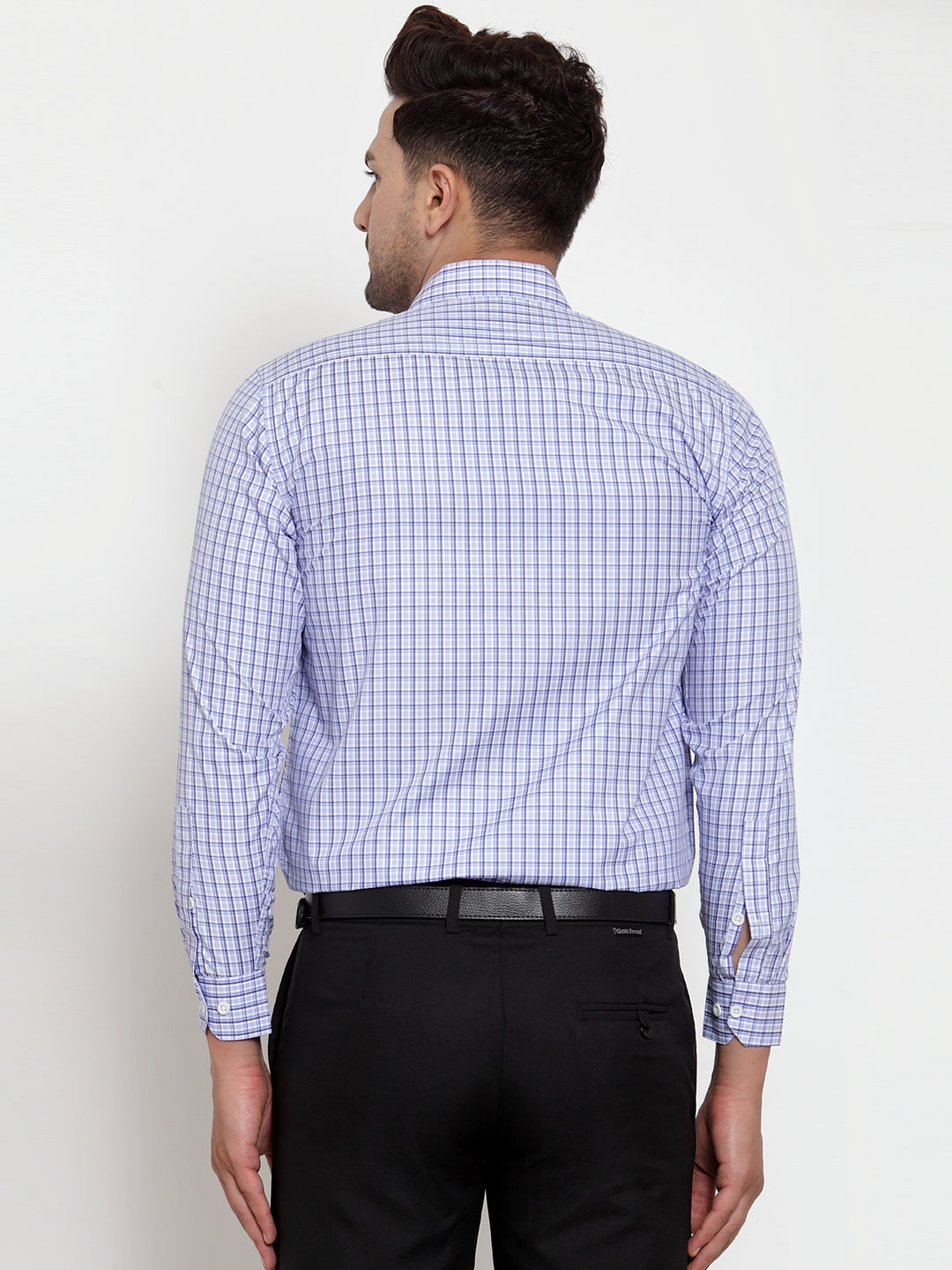 Jainish Blue Men's Cotton Checked Formal Shirt's ( SF 760Blue )