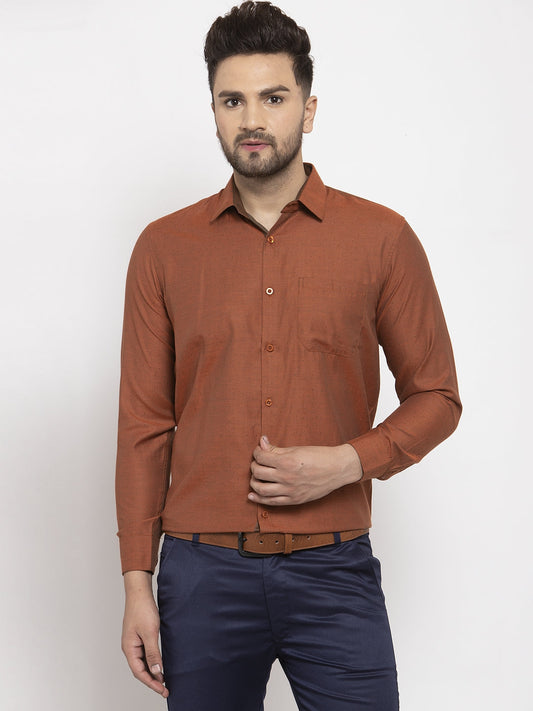Jainish Brown Men's Cotton Polka Dots Formal Shirt's ( SF 761Brown )