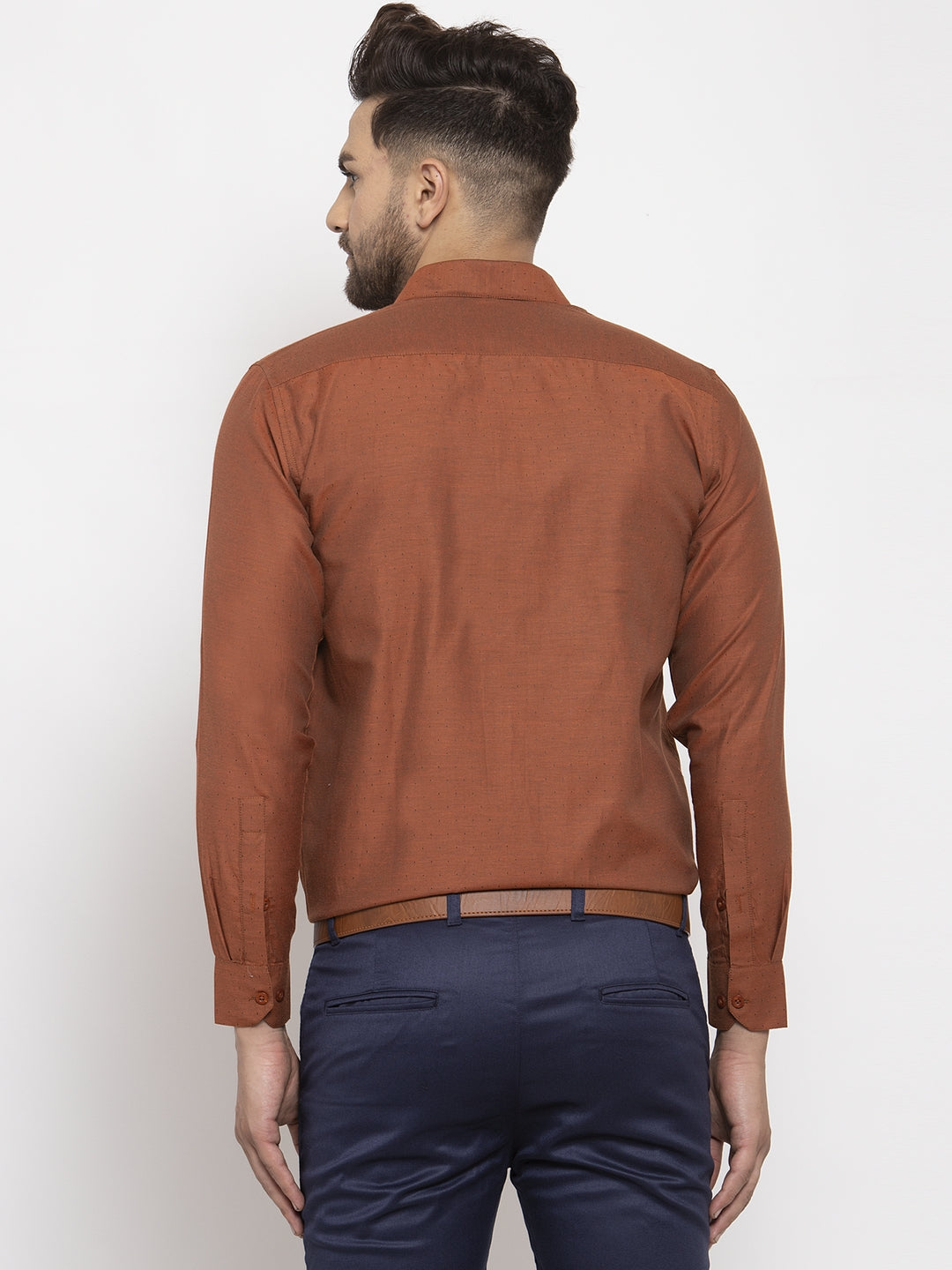 Jainish Brown Men's Cotton Polka Dots Formal Shirt's ( SF 761Brown )