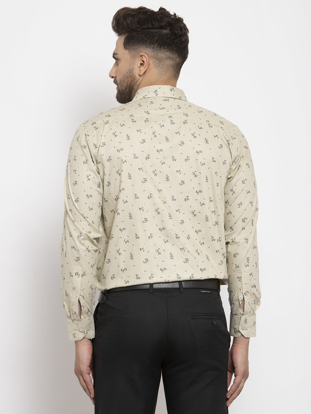 Jainish Cream Men's Cotton Printed Formal Shirt's ( SF 766Cream )