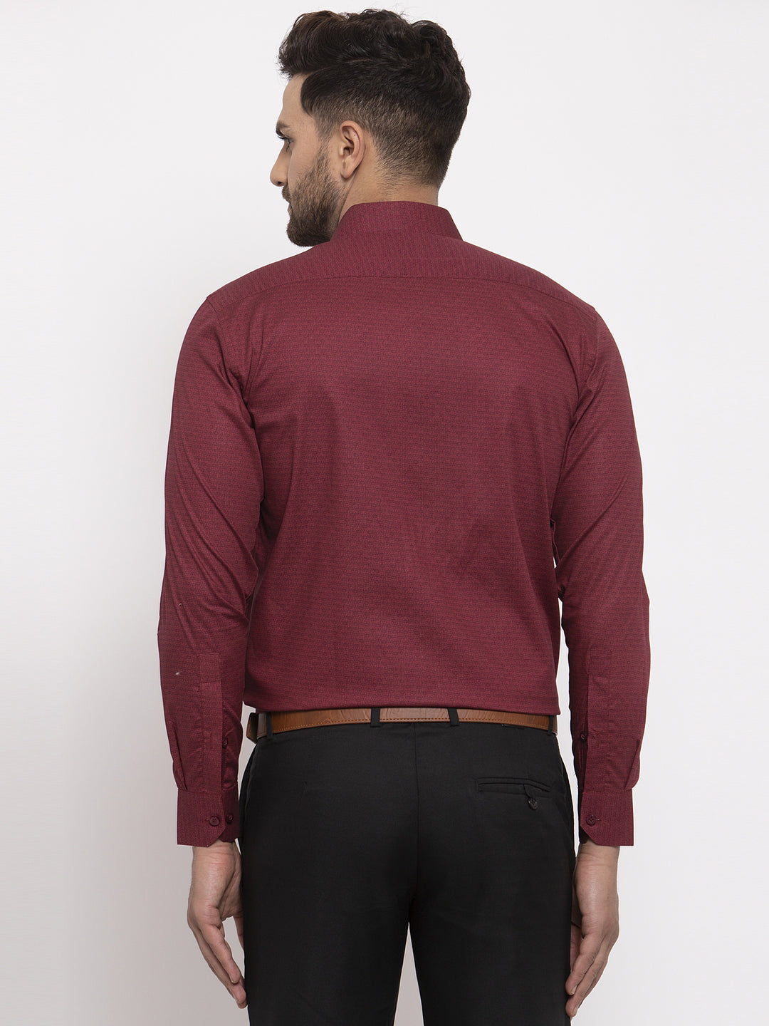 Jainish Maroon Men's Cotton Geometric Formal Shirt's ( SF 767Maroon )