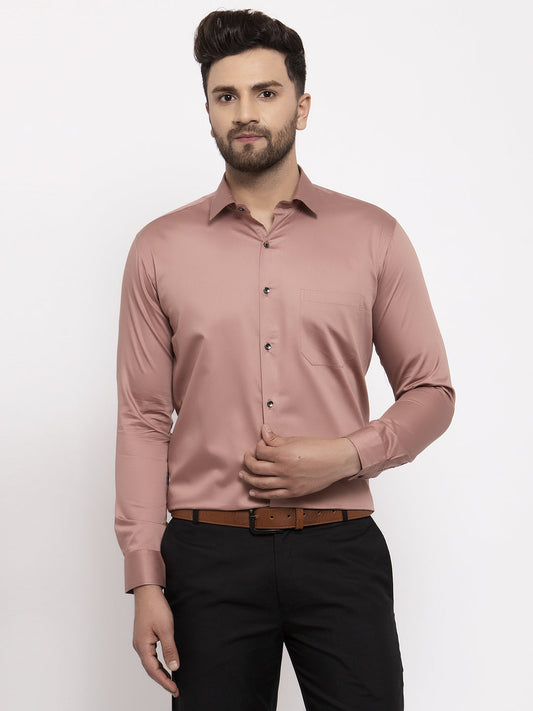 Jainish Brown Men's Cotton Solid Formal Shirt's ( SF 768Brown )