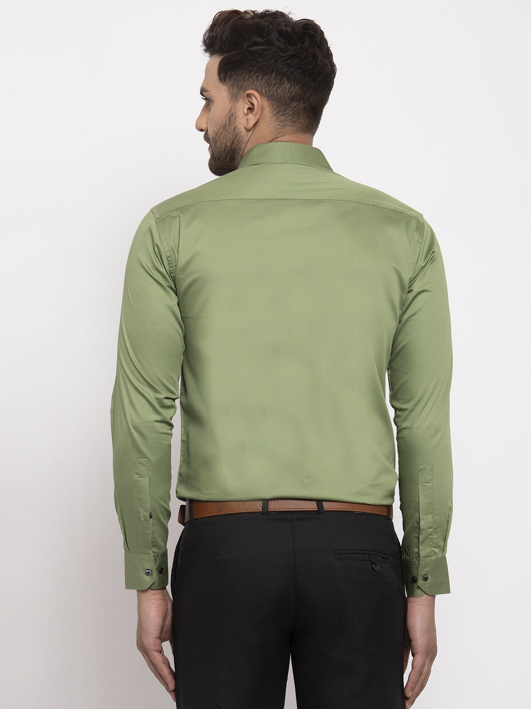 Jainish Olive Men's Cotton Solid Formal Shirt's ( SF 768Olive )