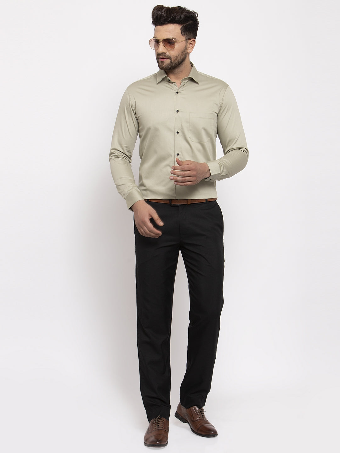 Jainish Silver Men's Cotton Solid Formal Shirt's ( SF 768Steel-Grey )