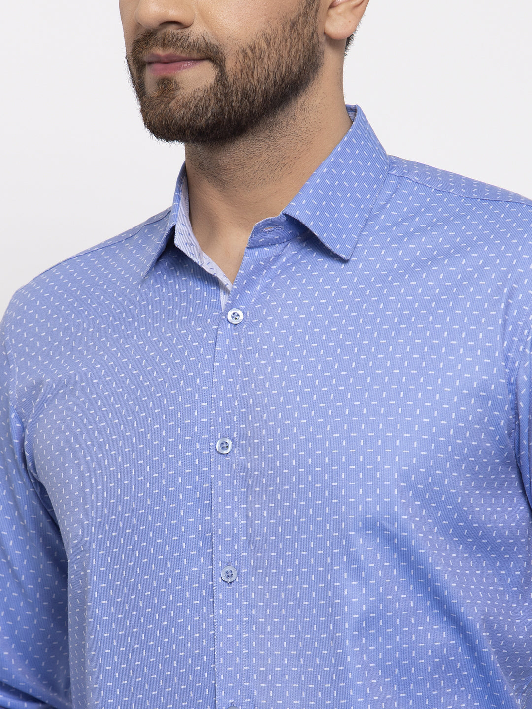 Jainish Blue Men's Cotton Printed Formal Shirt's ( SF 774Blue )