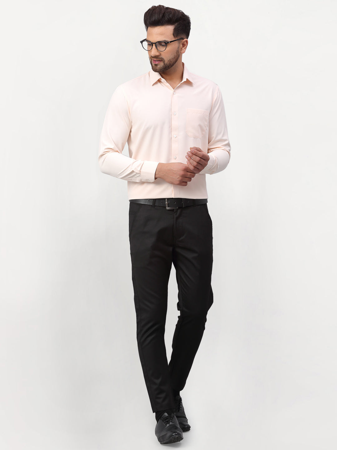 Jainish Peach Men's Solid Formal Shirts ( SF 777Peach )