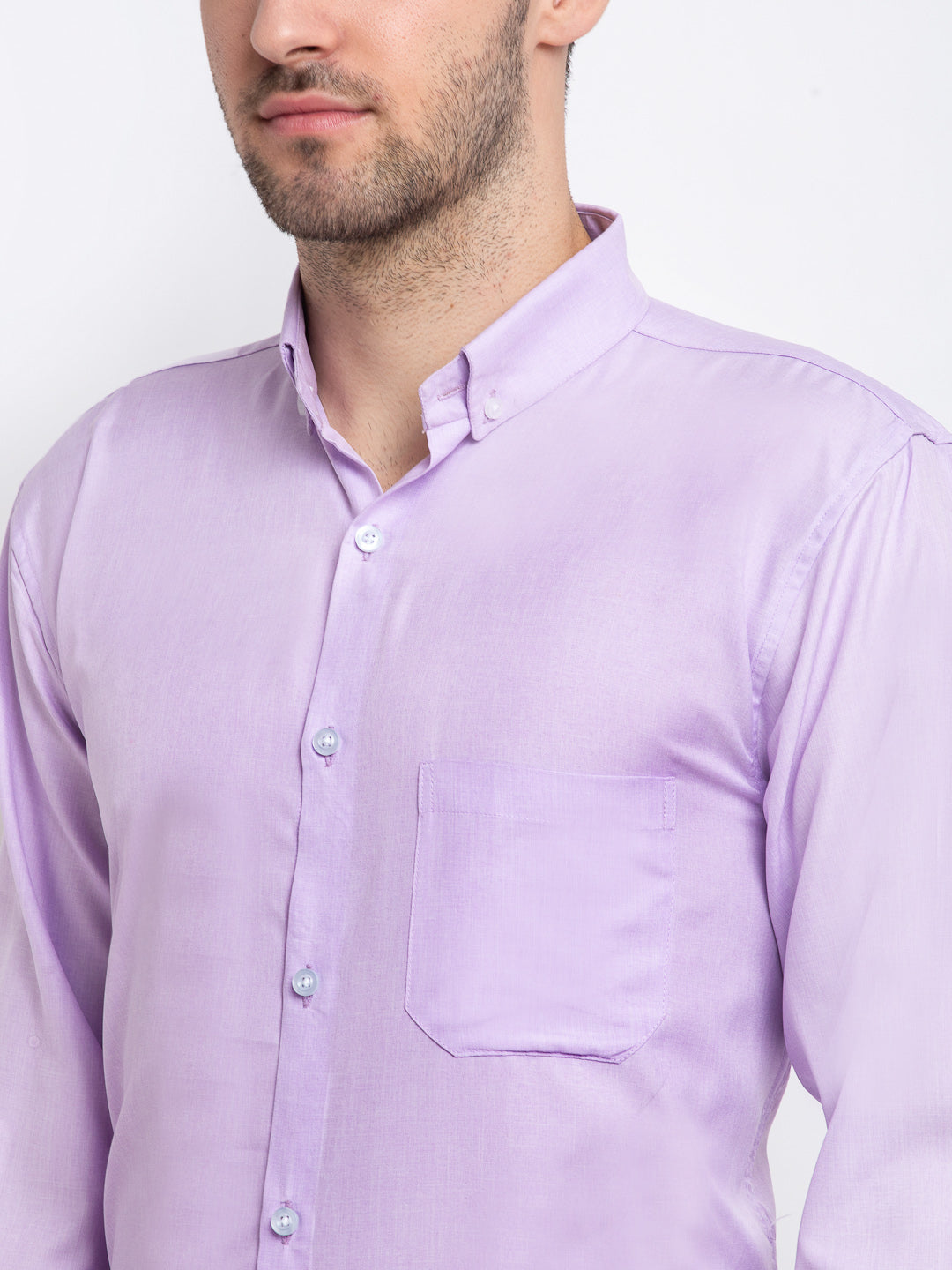 Jainish Purple Men's Button Down Collar Cotton Formal Shirt ( SF 785Light-Purple )