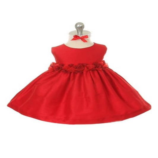Asmaani Baby Girl's Red Colour Satin A-Line Maxi Full Length Dress (AS-DRESS_22172) - Grab2buy
