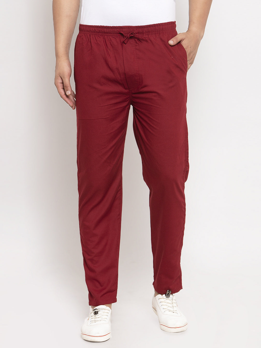Jainish Men's Maroon Solid Cotton Track Pants ( JOG 011Maroon ) 