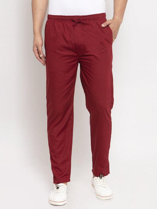 Jainish Men's Maroon Solid Cotton Track Pants ( JOG 011Maroon ) 