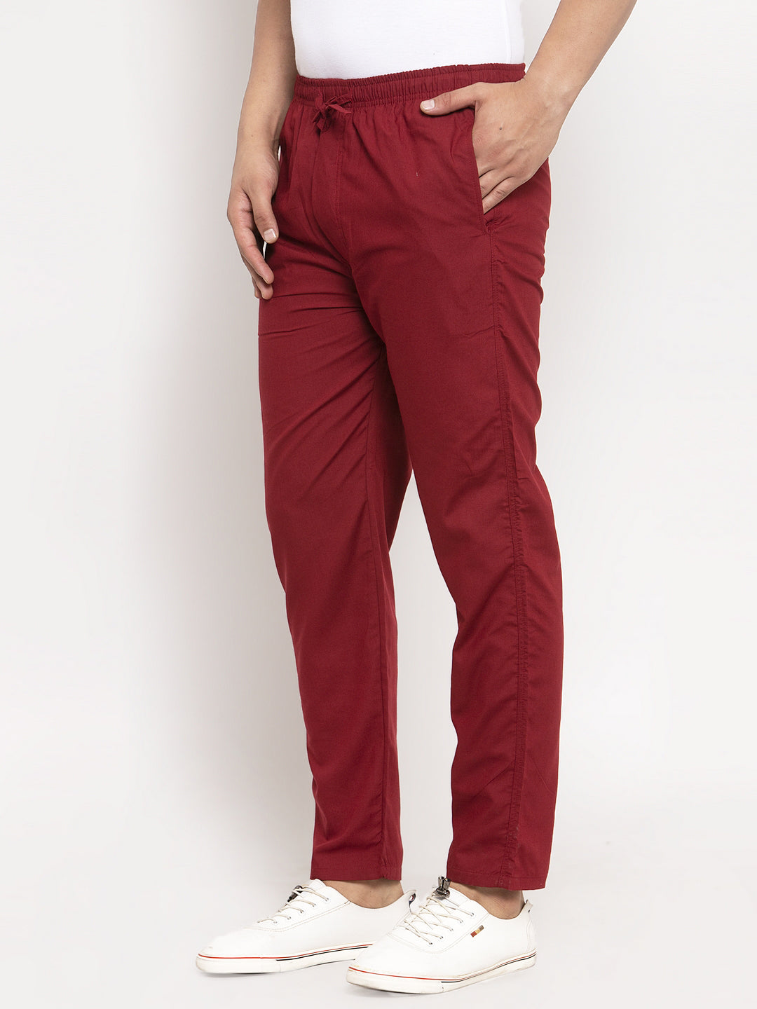 Jainish Men's Maroon Solid Cotton Track Pants ( JOG 011Maroon ) 