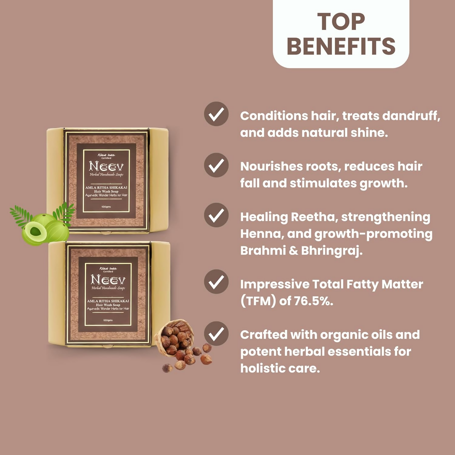 Neev Herbal Handmade Soap Amla Ritha Shikakai Hair Wash Ayurvedic