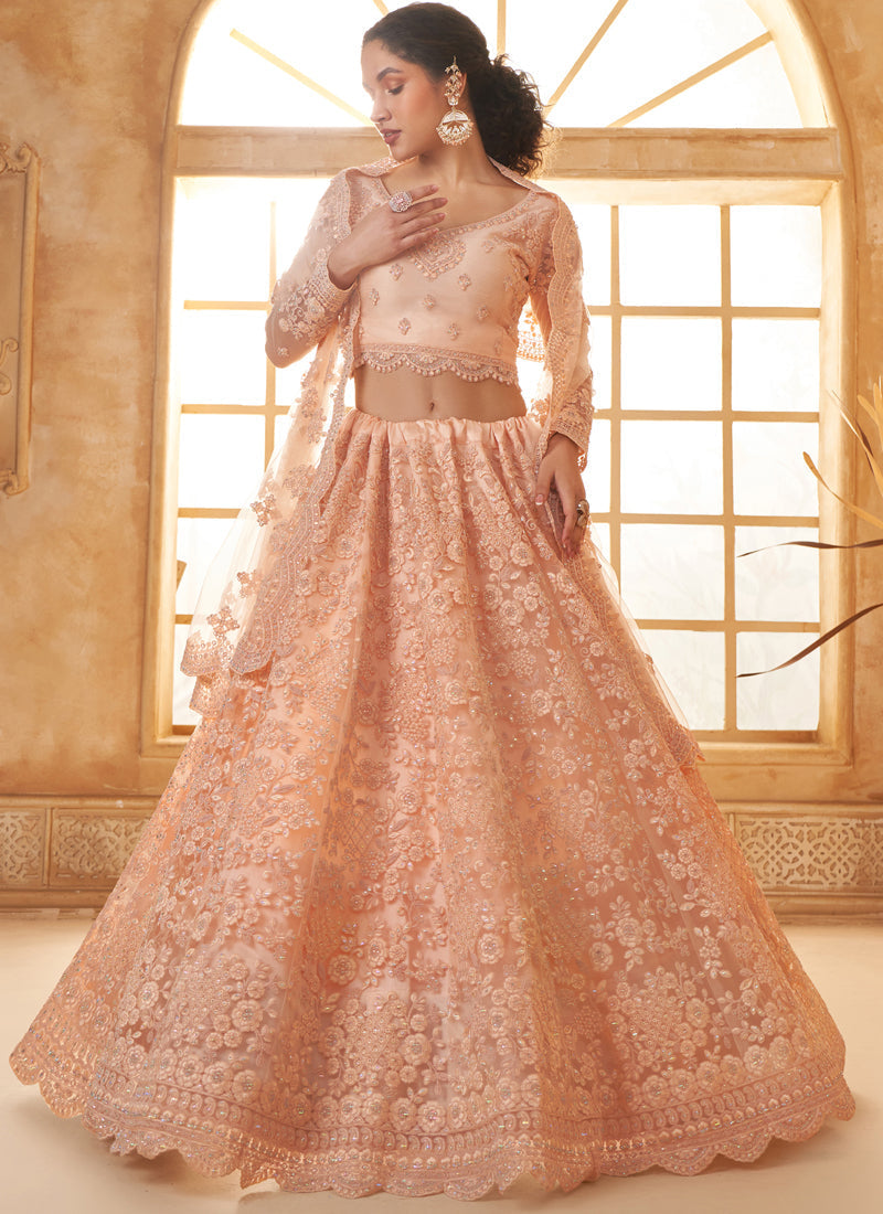 Vegaa Fashion Cream Net Thread Work Wedding Lehenga  Grab2Buy Vegaa Fashion Grab2Buy