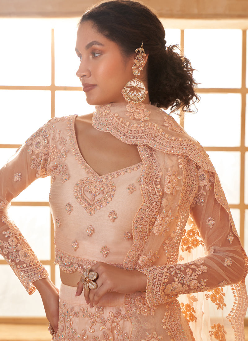 Vegaa Fashion Cream Net Thread Work Wedding Lehenga  Grab2Buy Vegaa Fashion Grab2Buy