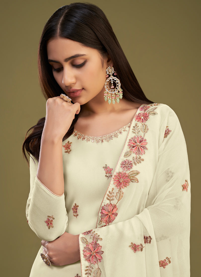 Vegaa Fashion Lemon Yellow Georgette Embroidery Designer Sharara Suit  Grab2Buy Vegaa Fashion Grab2Buy