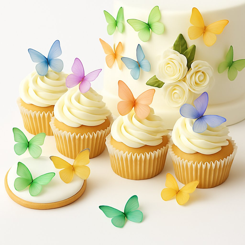 Confect Multicolor | Pack of 56 Edible Wafer Paper Butterflies