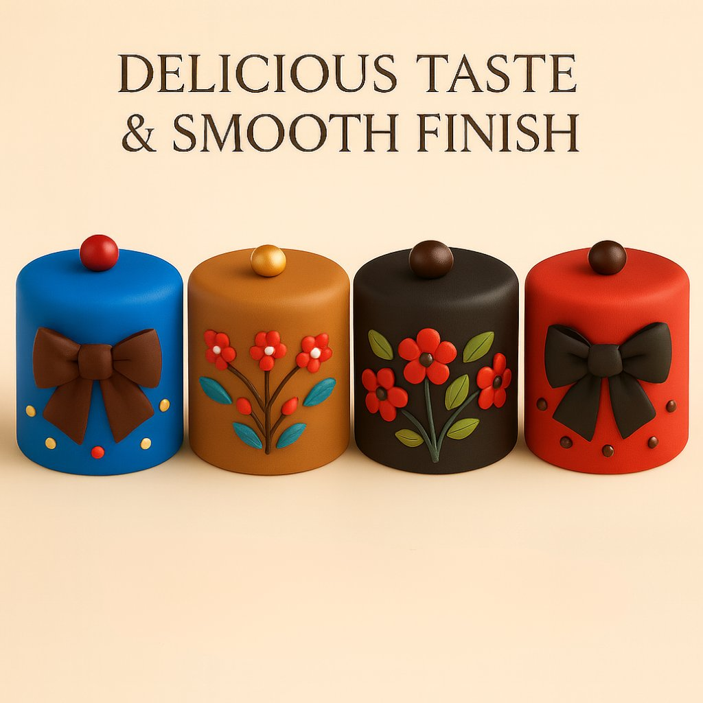 Confect Multipack of Royal Blue, Brown, Black and Red Sugarpaste 20