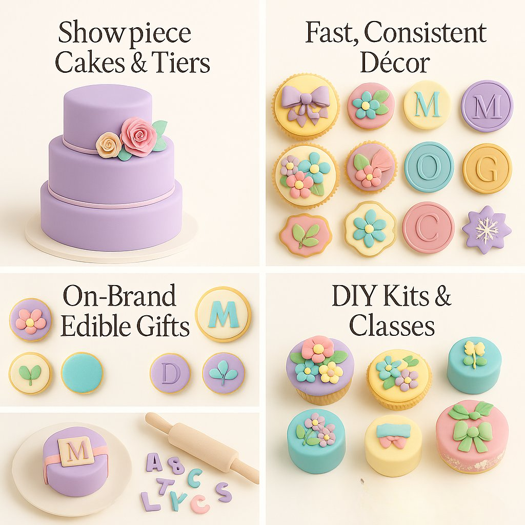 Confect Multipack of Lavender, Electric Blue, Skin and Old Rose Sugarpaste 22