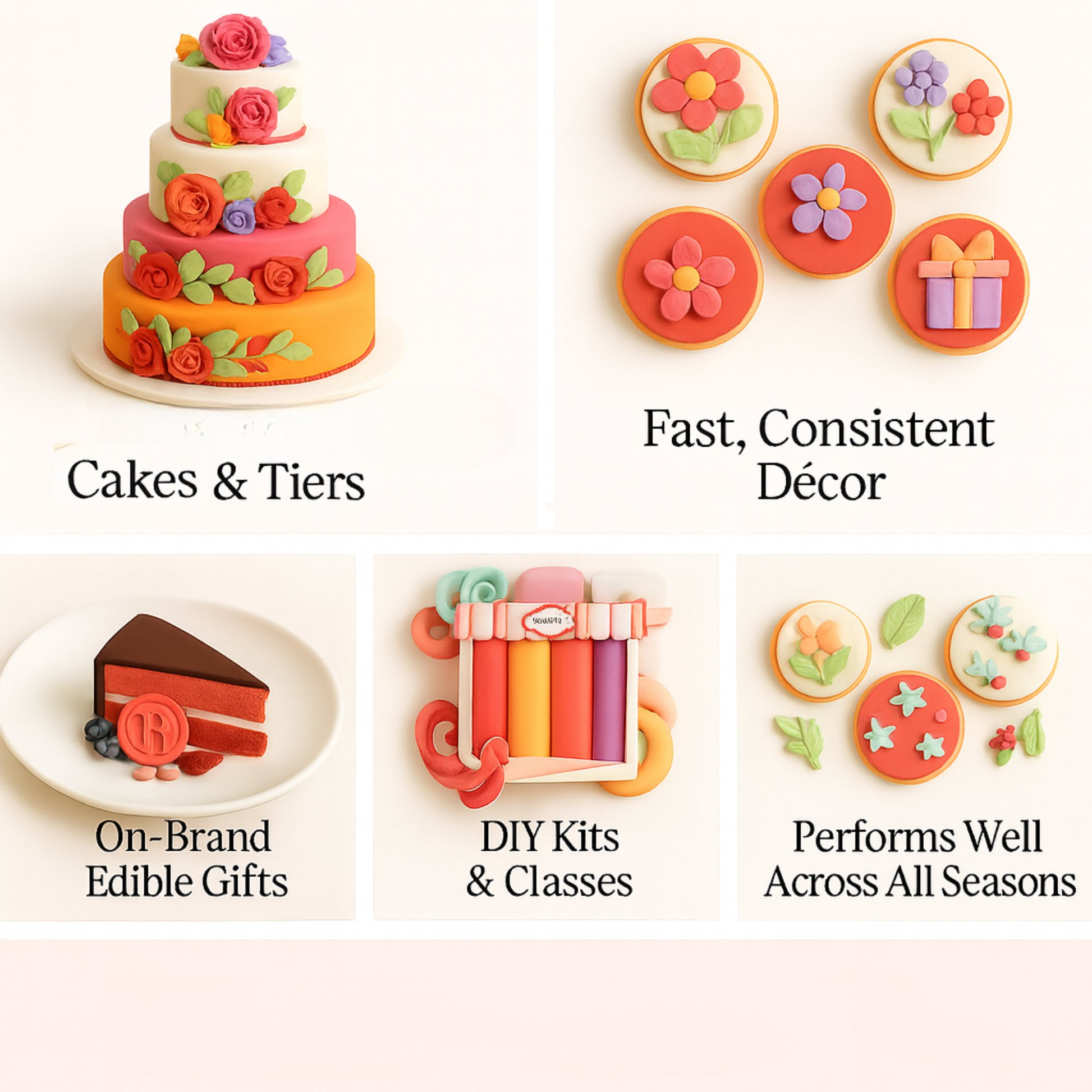 Confect Multipack of Orange, Hot pink, Red and Purple Sugarpaste 13