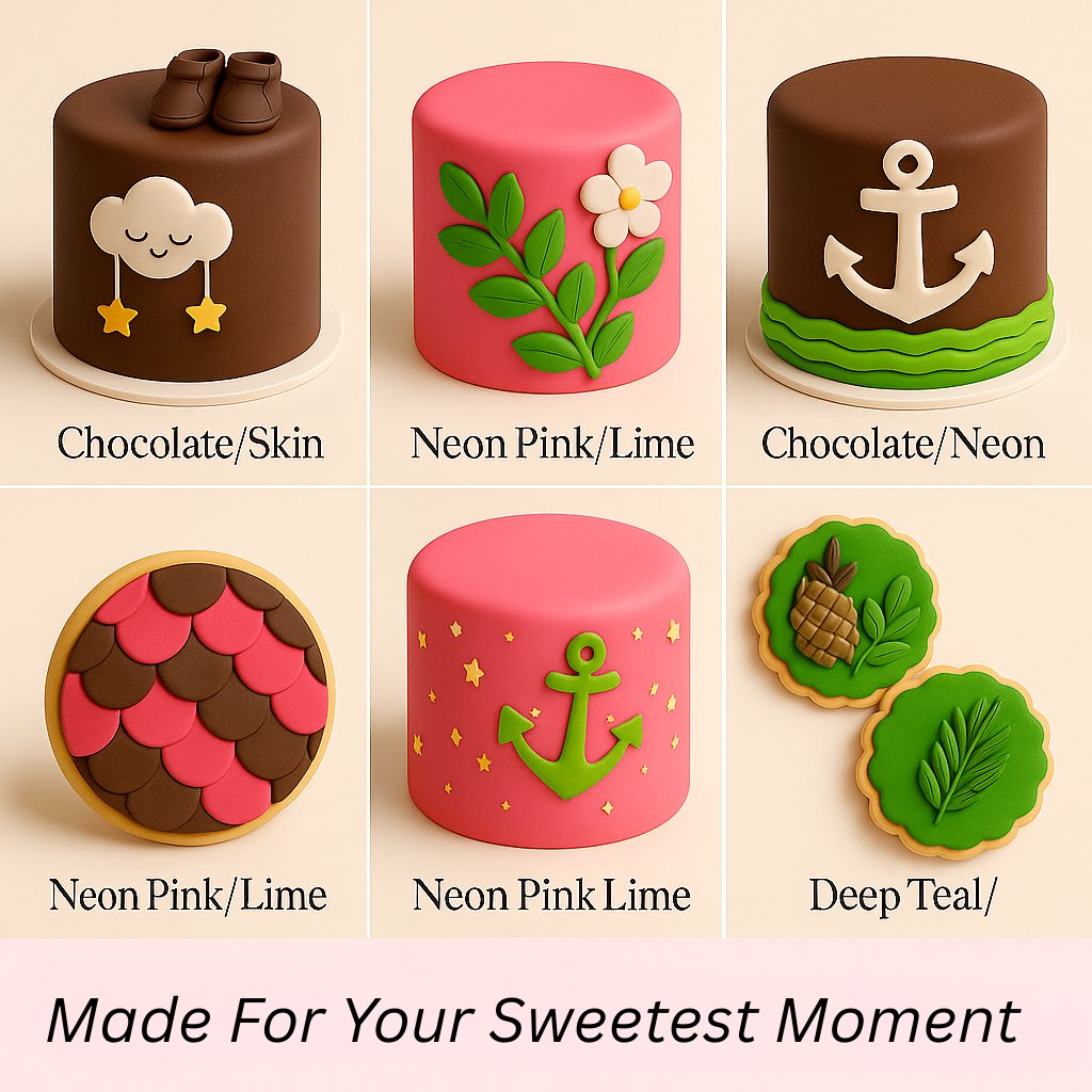 Confect Multipack of Brown, Skin, Lime Green and Neon Pink Sugarpaste 26