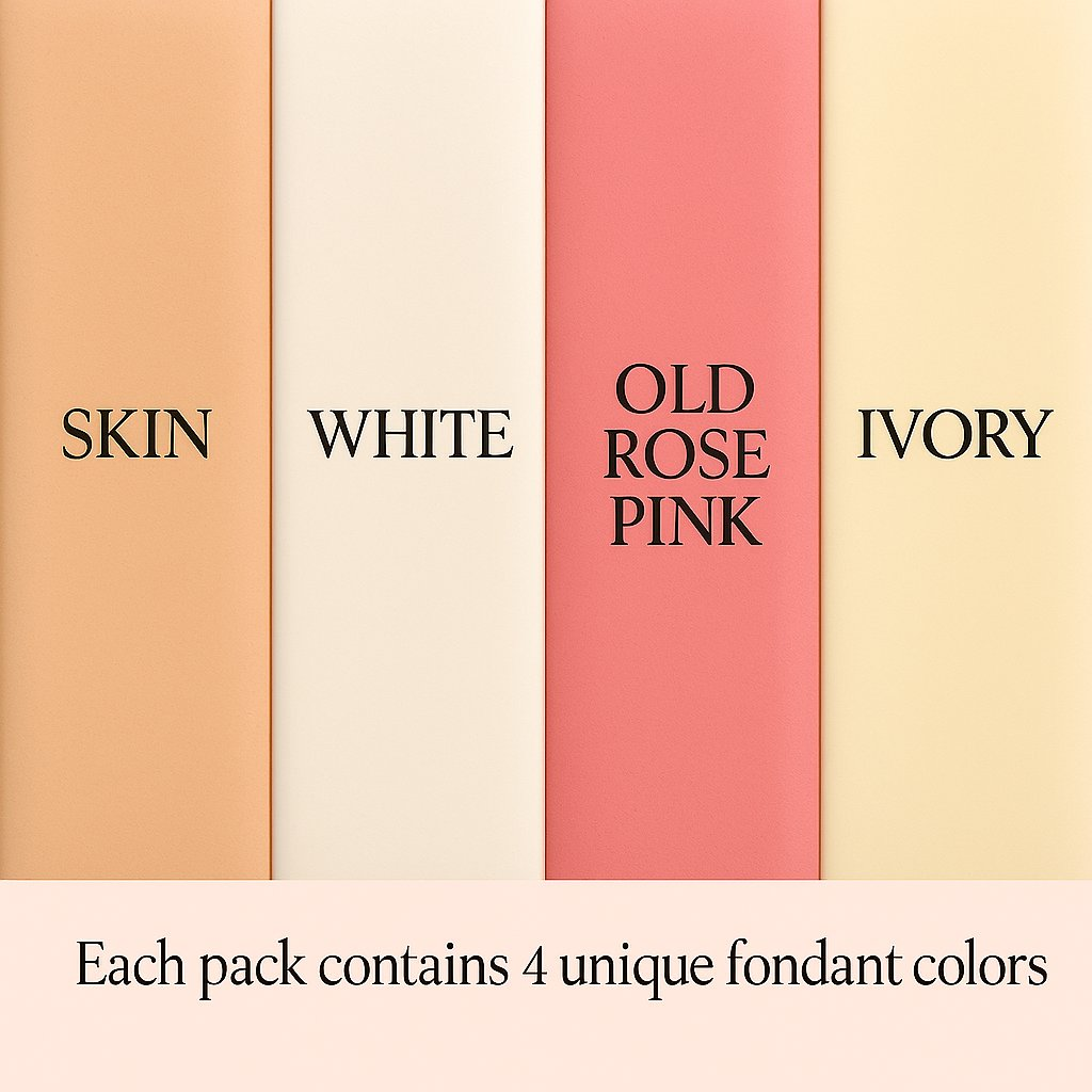 Confect Multipack of Skin, White, Old rose and Ivory Sugarpaste 24