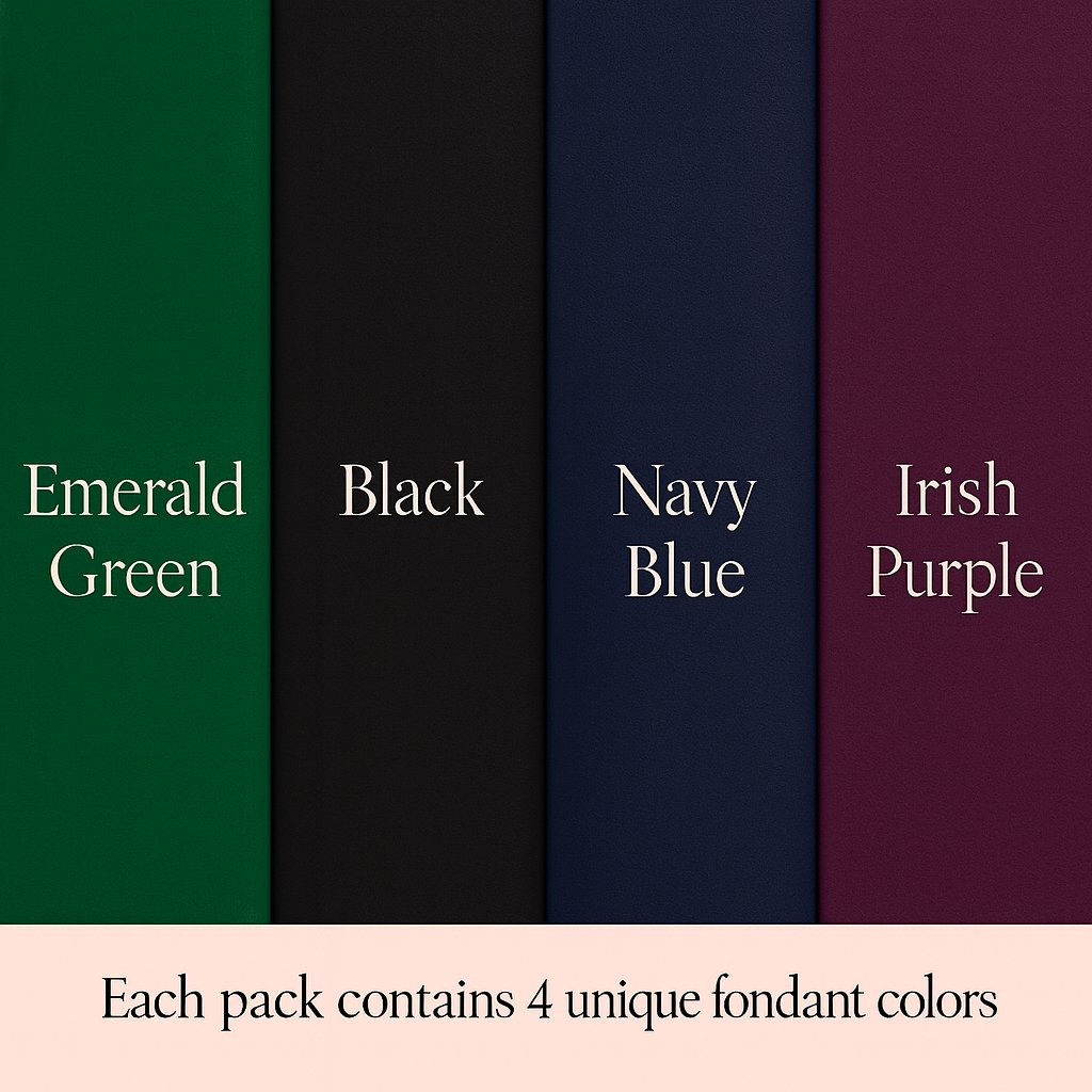 Confect Multipack of Emerald Green, Black, Navy Blue and Purple Sugarpaste 25