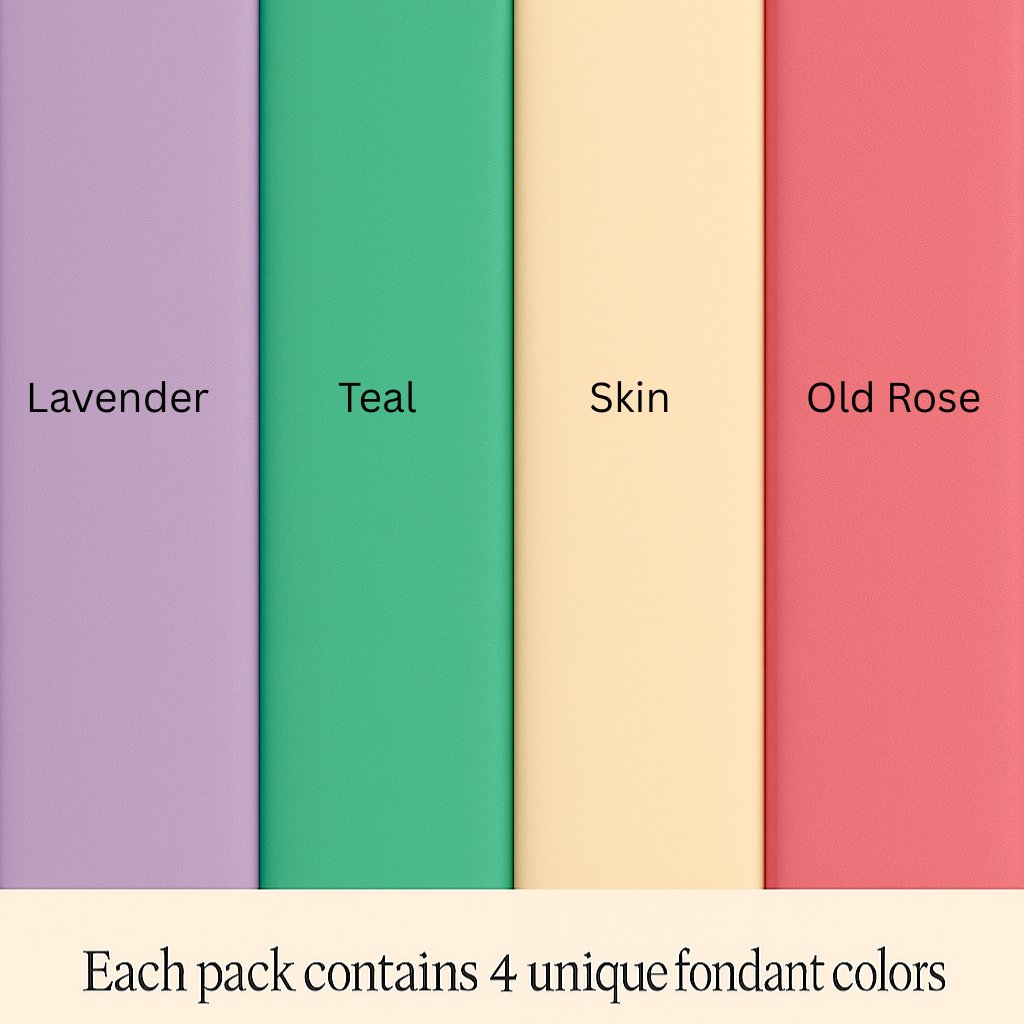 Confect Multipack of Lavender, Electric Blue, Skin and Old Rose Sugarpaste 22