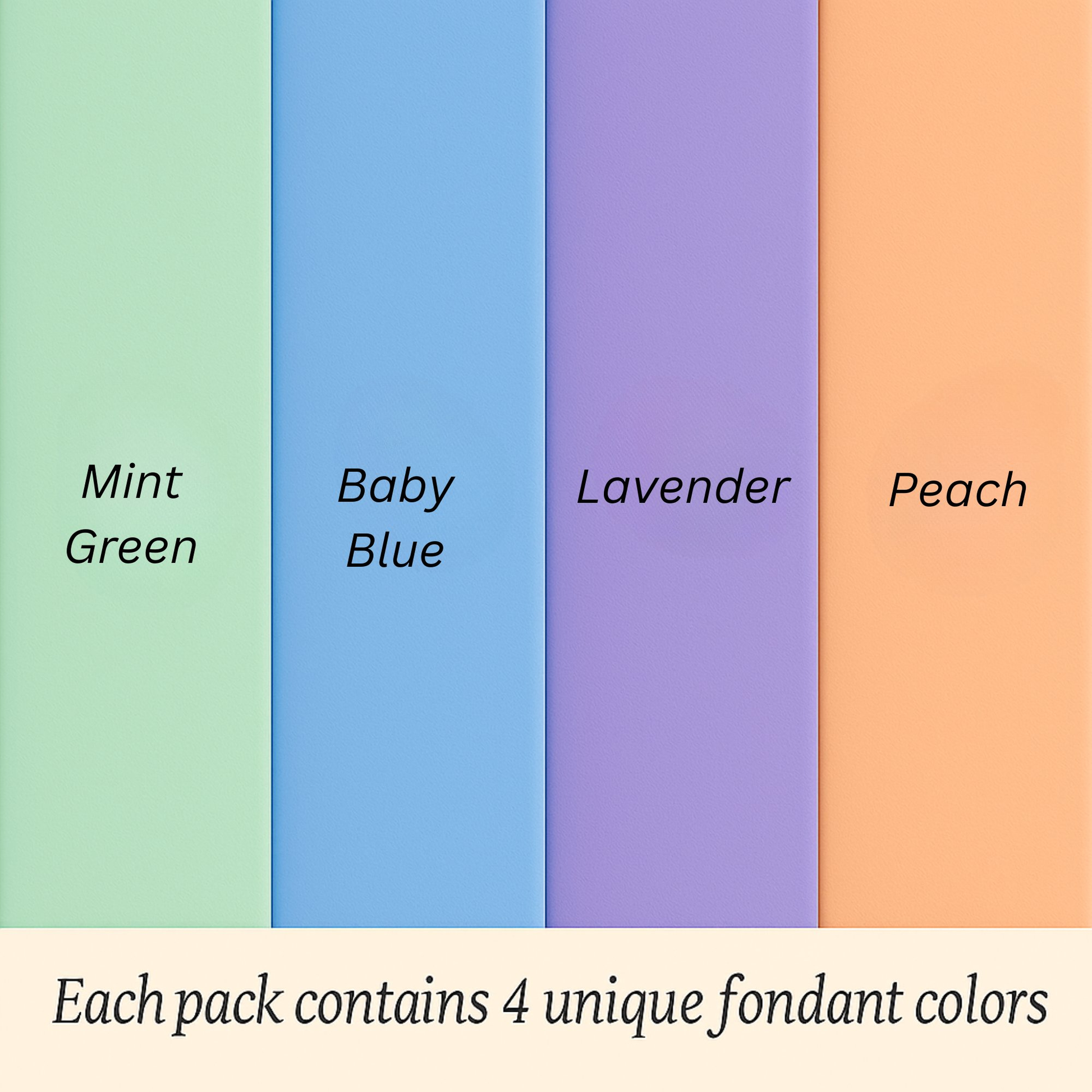 Confect Multipack of Mint green, Baby Blue, Lavender and Peach Sugarpaste 09