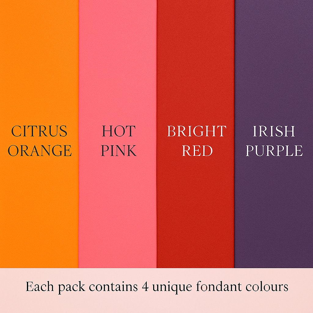 Confect Multipack of Orange, Hot pink, Red and Purple Sugarpaste 13