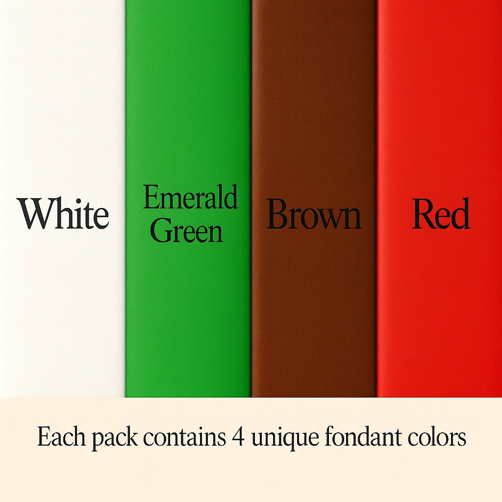 Confect Multipack of White, Emerald Green, Brown and Red Sugarpaste 19