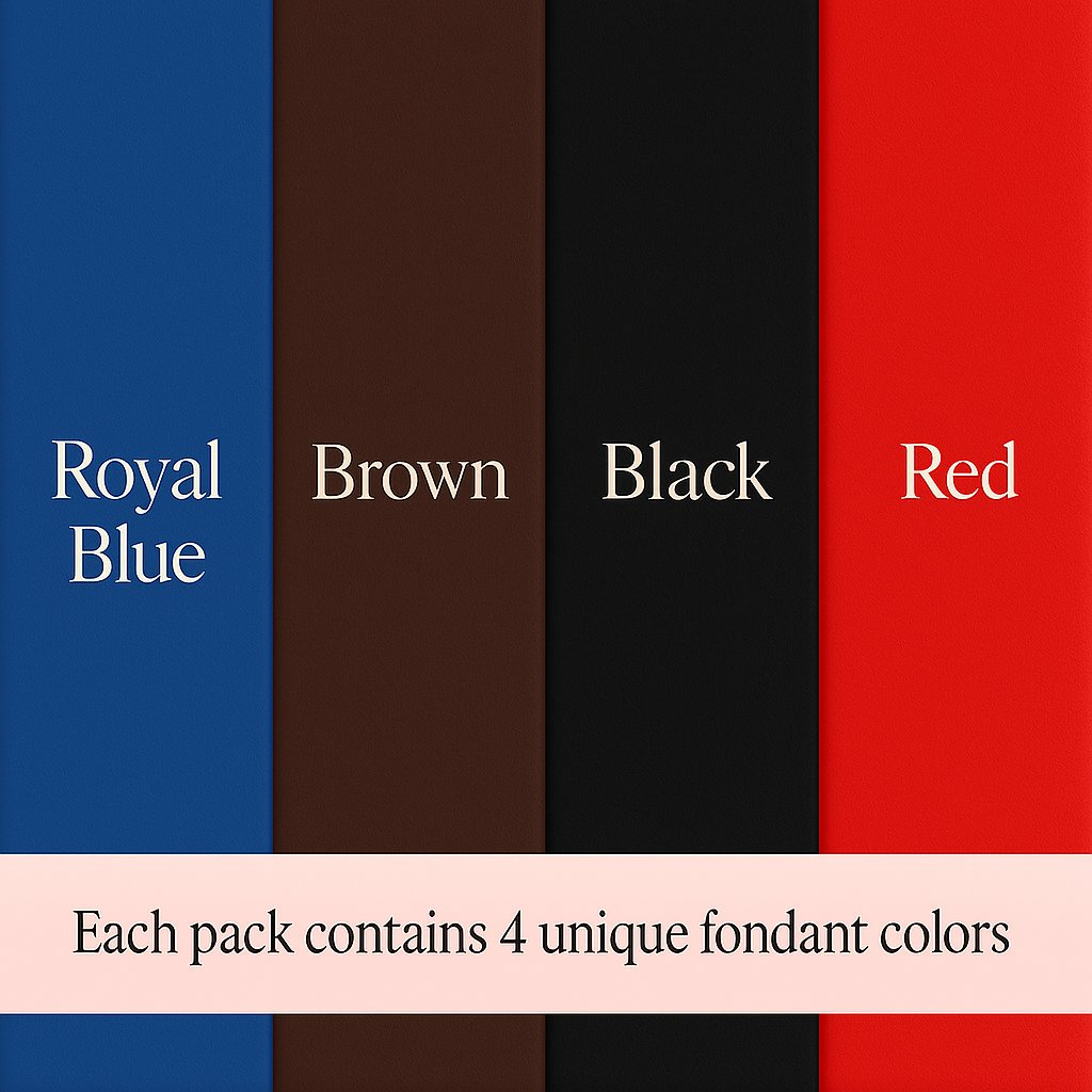 Confect Multipack of Royal Blue, Brown, Black and Red Sugarpaste 20