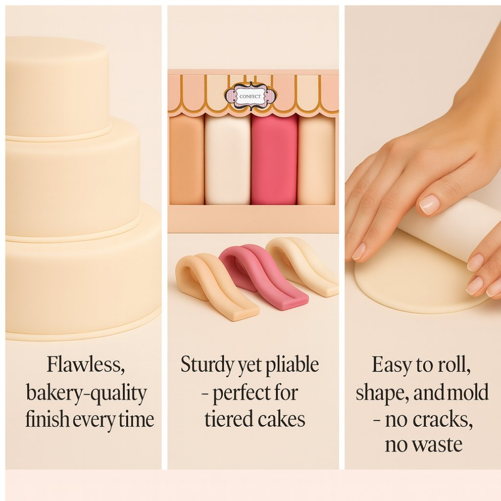 Confect Multipack of Skin, White, Old rose and Ivory Sugarpaste 24