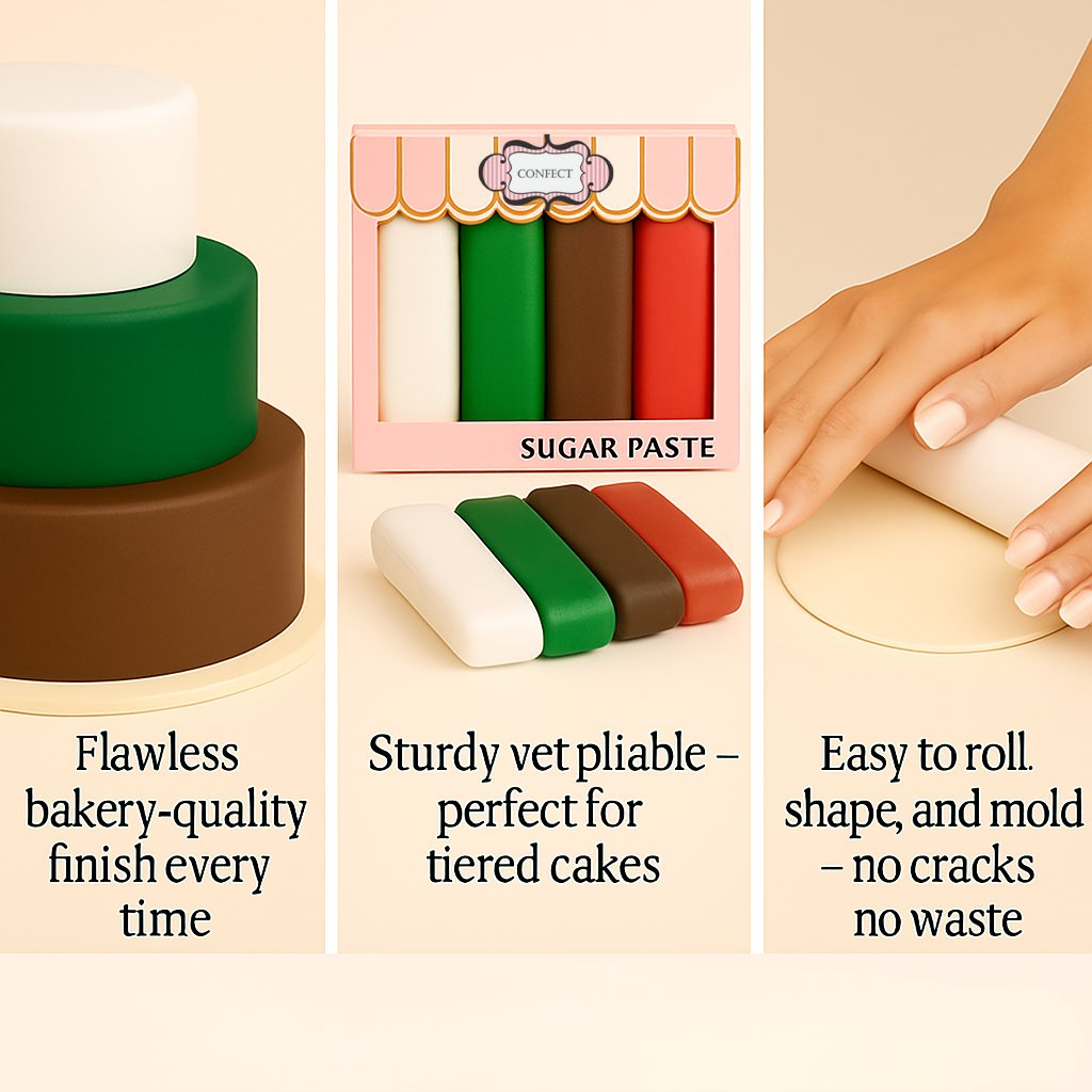 Confect Multipack of White, Emerald Green, Brown and Red Sugarpaste 19