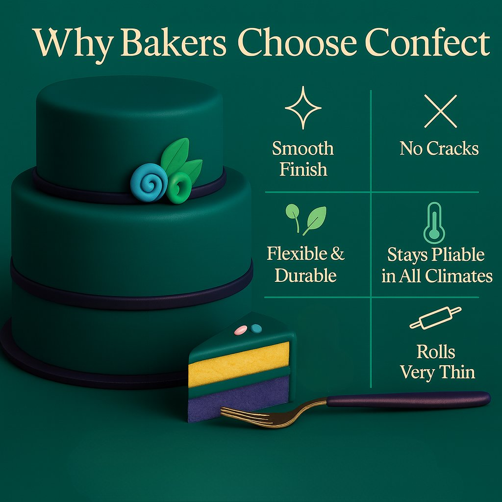 Confect Multipack of Emerald Green, Black, Navy Blue and Purple Sugarpaste 25