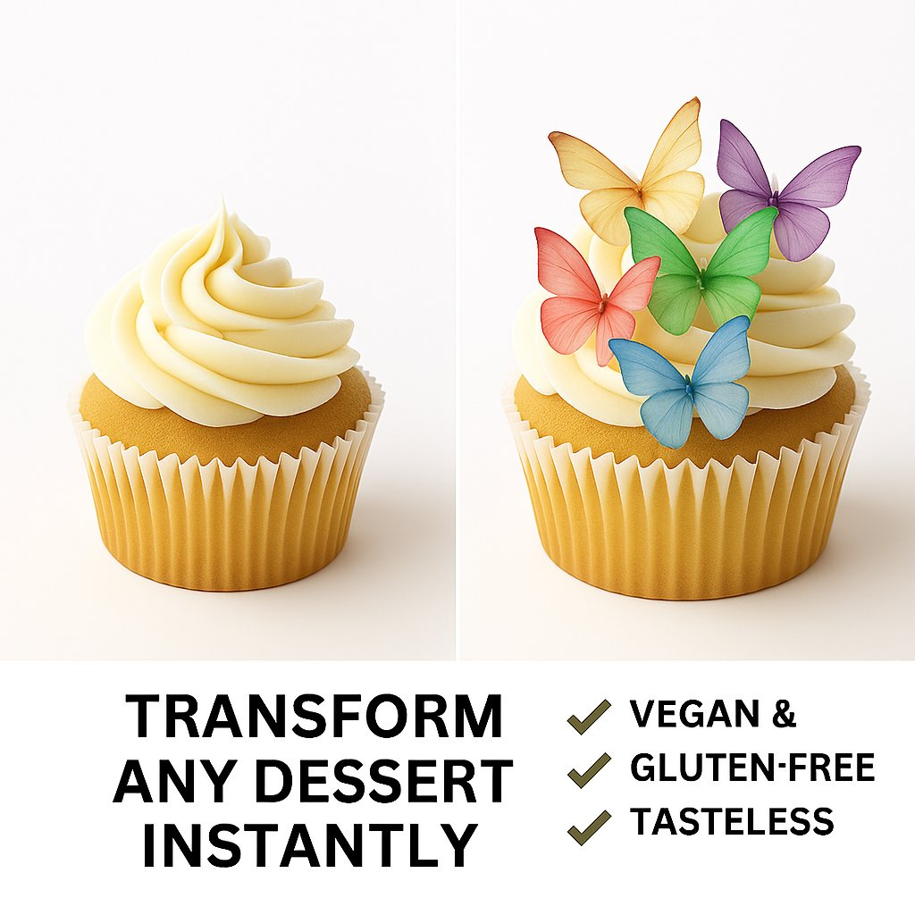 Confect Multicolor | Pack of 56 Edible Wafer Paper Butterflies